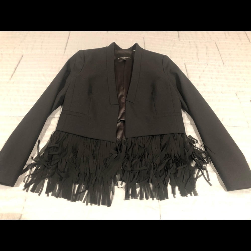 Banana Republic cropped fringe jacket in black